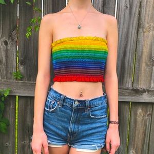 Ruched Tube Top
✿rainbow stripes